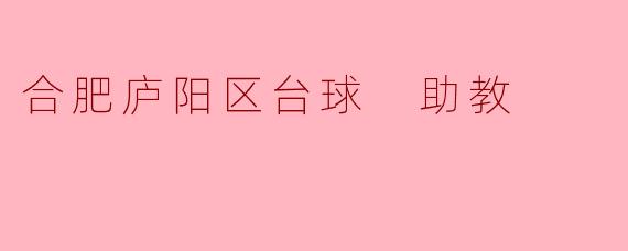 合肥庐阳区台球 助教